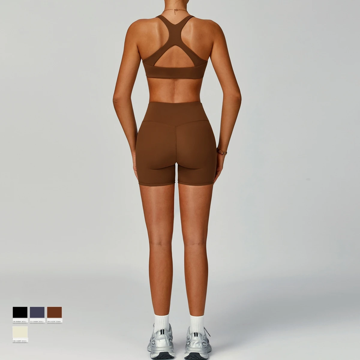 Wholesale Ladies Gym Sports Wear Girls Athletic Workout Suit OEM Custom Fitness Yoga Shorts Leggings Cross Back Bra Yoga Set