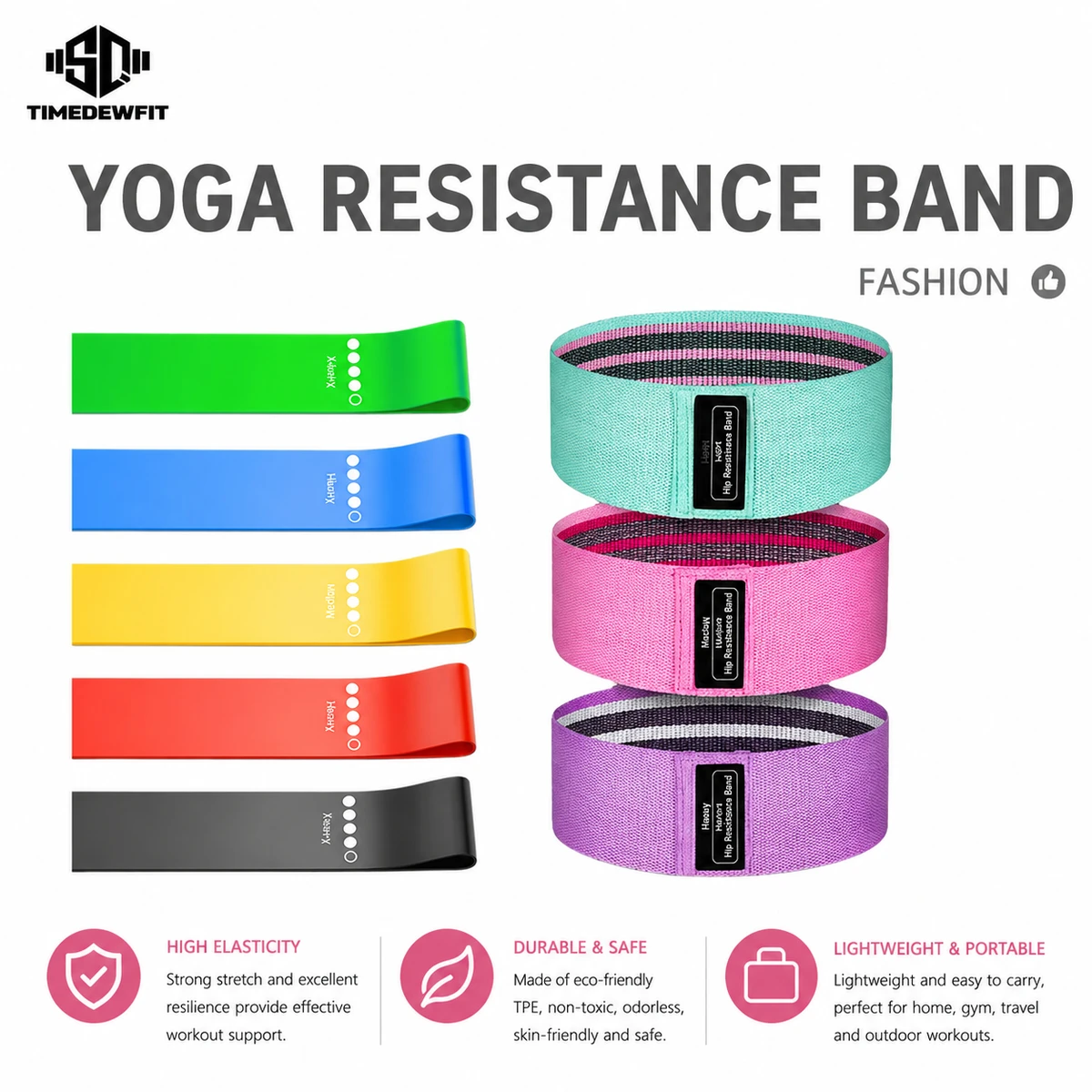 Deep Squat Hip Lift Yoga Resistance Band Butt Lifting Anti-Slip Fitness Loop Elastic Band Set Viscose/Polyester MOQ>3