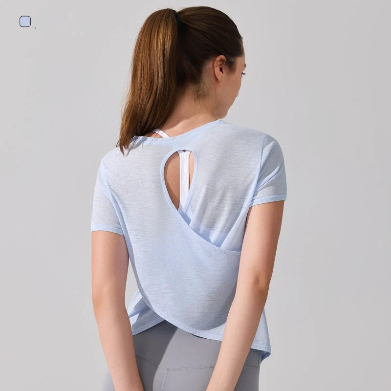 Cross-Border Quick-Dry Sports Shirt for Women | Breathable Yoga, Pilates & Running Workout Top
