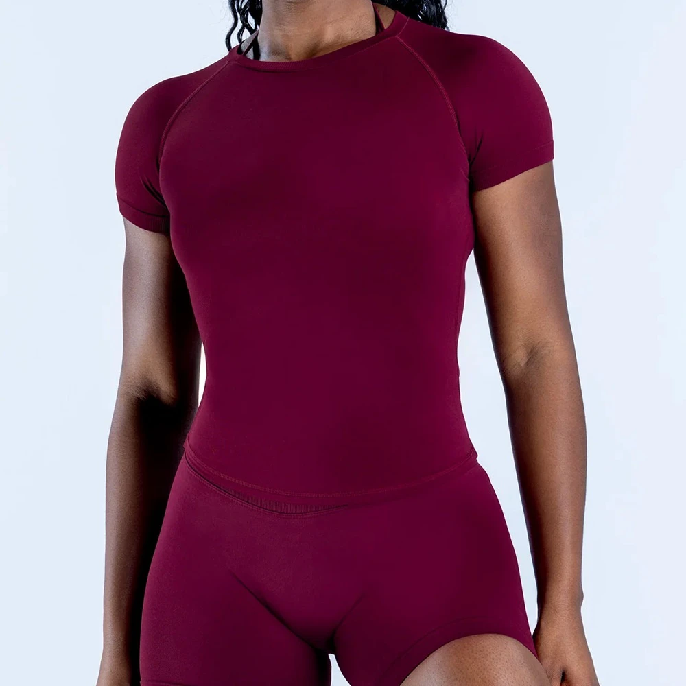 9 Colors Stock Women's for Seamless Spandex/Nylon Fitness T-shirt Yoga Clothes Short Sleeve for Running Sports High Top
