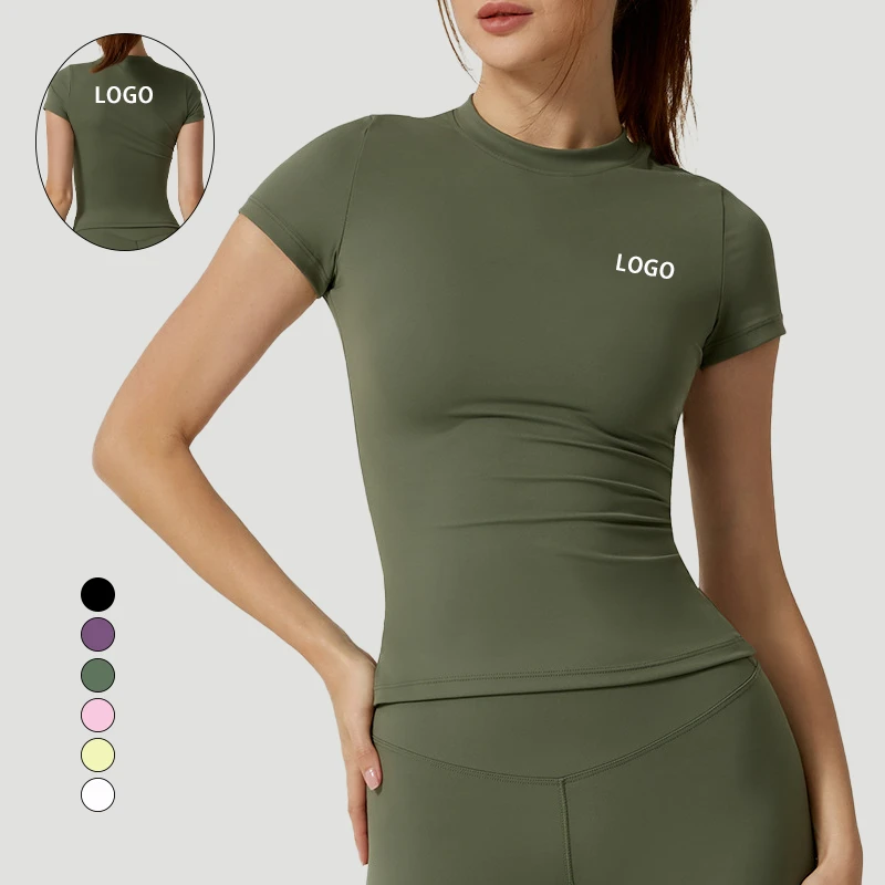 Women's Quick-Drying Yoga T-shirts Lightweight Short-Sleeved Tops for Outdoor Running Sports Plus Size Options