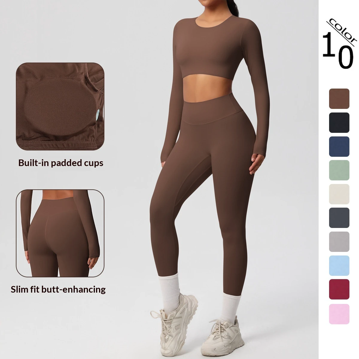Sport Set Women Sports Leggings Spandex/Nylon High Waist Ankle-Length Sports Yoga Two-Piece Suit for Running Fitness