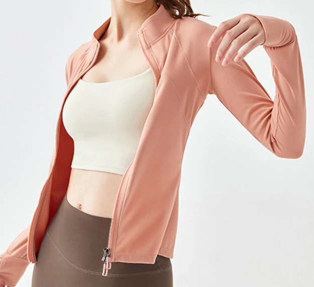 Customizable Women Training Zipper Quick-drying Outwork Sports Wear Long Sleeve Jacket Tight Running Yoga Fitness Top