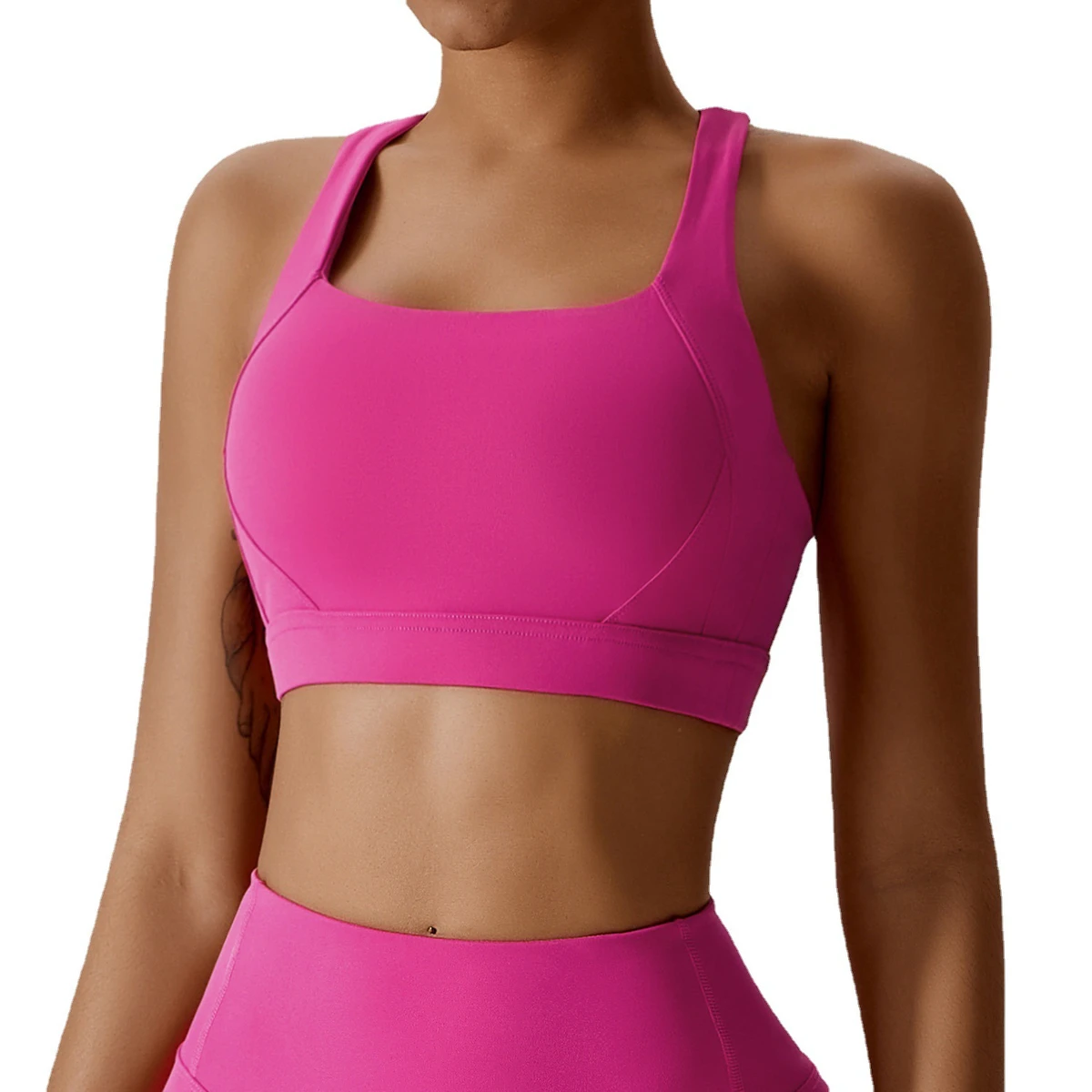 GIRL Sports Bra for Women, Medium-High Support Criss-Cross Back Strappy Padded Sports Bras Supportive Workout Tops