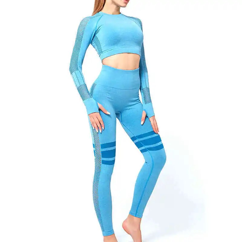 New Arrival High Elasticity Gym Workout Yoga Set Comfortable Slim Fit Tight Sportswear Women Full Sleeve Yoga Sports Sets
