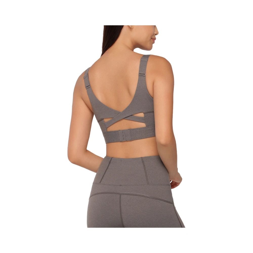 High-Intensity High Support Outdoor Fitness Plus Size Yoga Sports Bra Quick-Drying Breathable Cross Back U-NECK Removable Front
