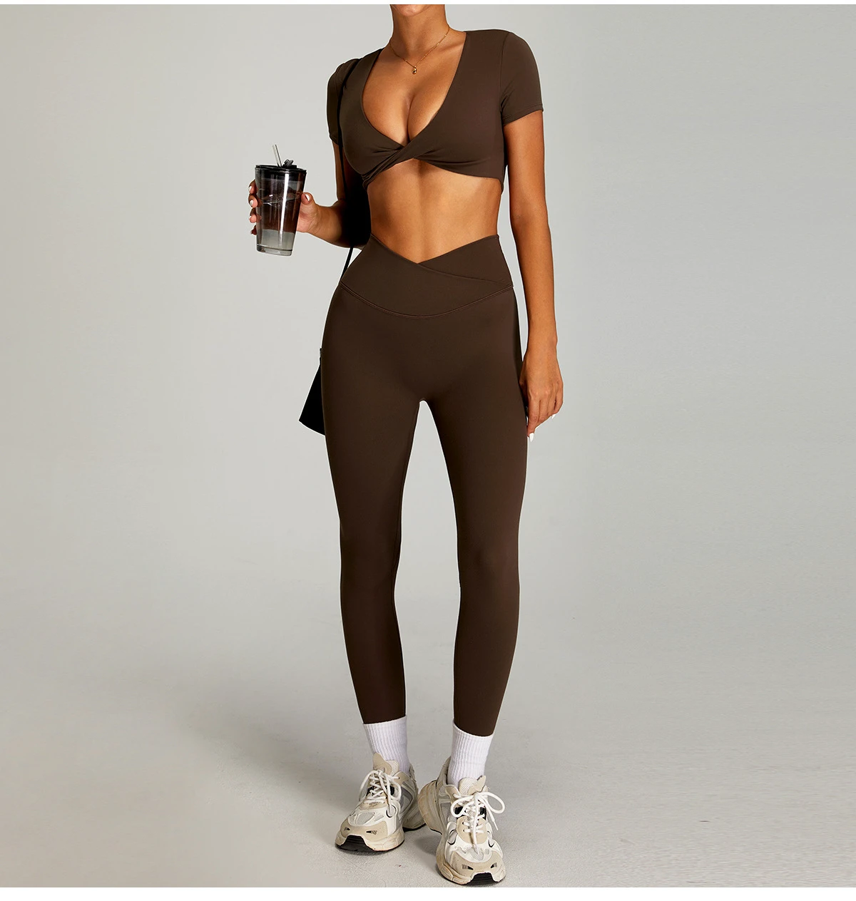 Quick Drying Fitness Outdoor High Intensity Yoga Set of High Quality Gym Clothing Cross-shaped High Waisted Female Nude Tight