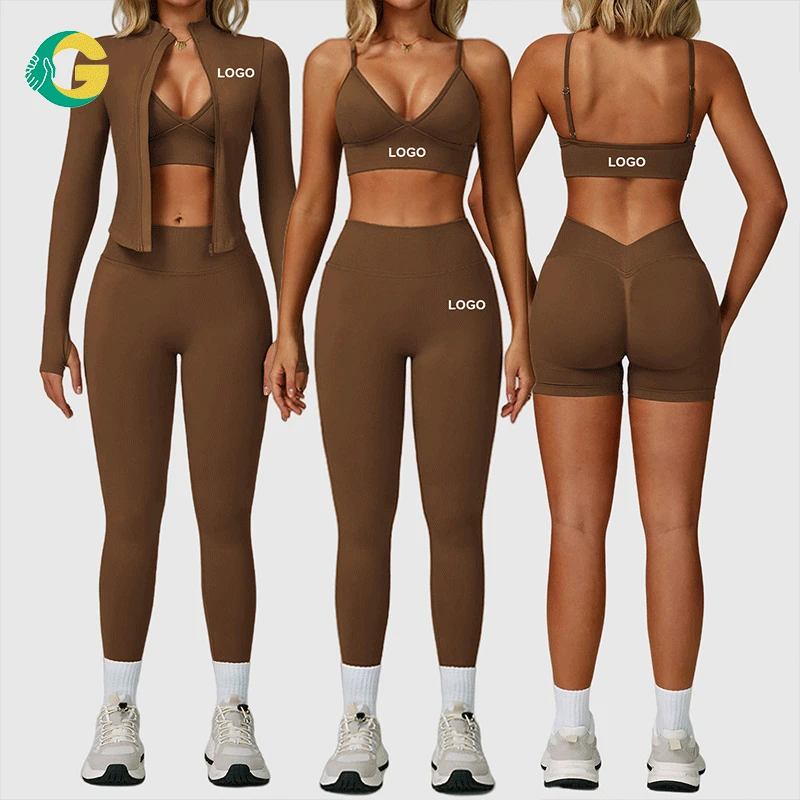GC Womens Clothing Seamless Yoga Sets Sexy Push up Sports Bra V Waist Yoga Leggings for Women Gym Fitness Sets Workout Outfit