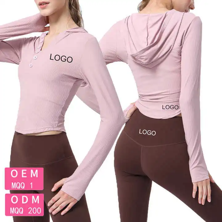 Customization High Quality Casual Fashion Spring and Winter Lightweight New Style Rib Long Sleeve Fitness Women AI Yoga Hoodie