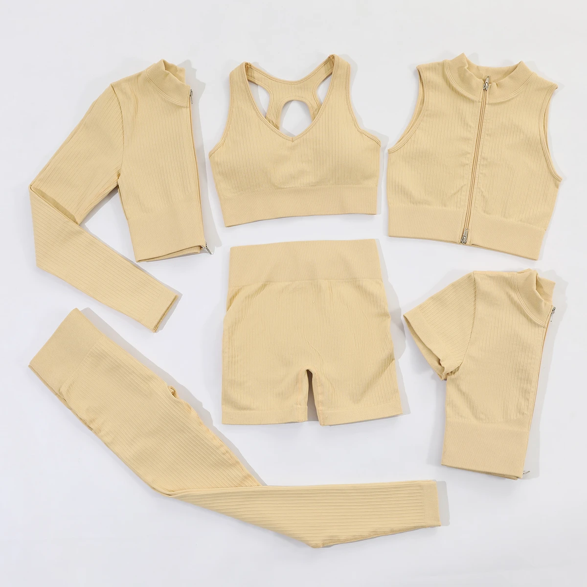 Custom Fitness Women Yoga Set Women's Tracksuit Seamless Workout Set 6 Piece Bra and Leggings Set Gym Wear for Women