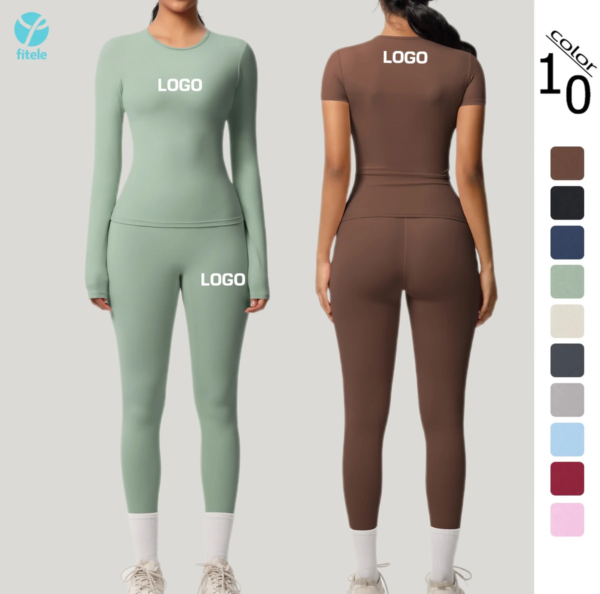 High Quality Long Sleeve and Long Pants Two Piece Yoga Suit Custom Two Piece 2 Pieces Yoga Sets