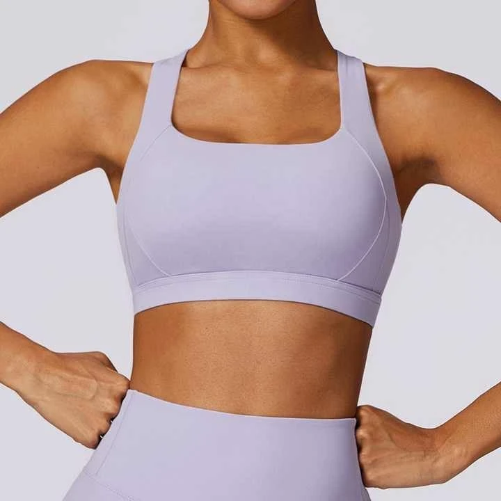 Women Seamless Sports Bra Square Neck Racerback Medium Support Yoga Fitness Breathable Quick Dry Solid Color