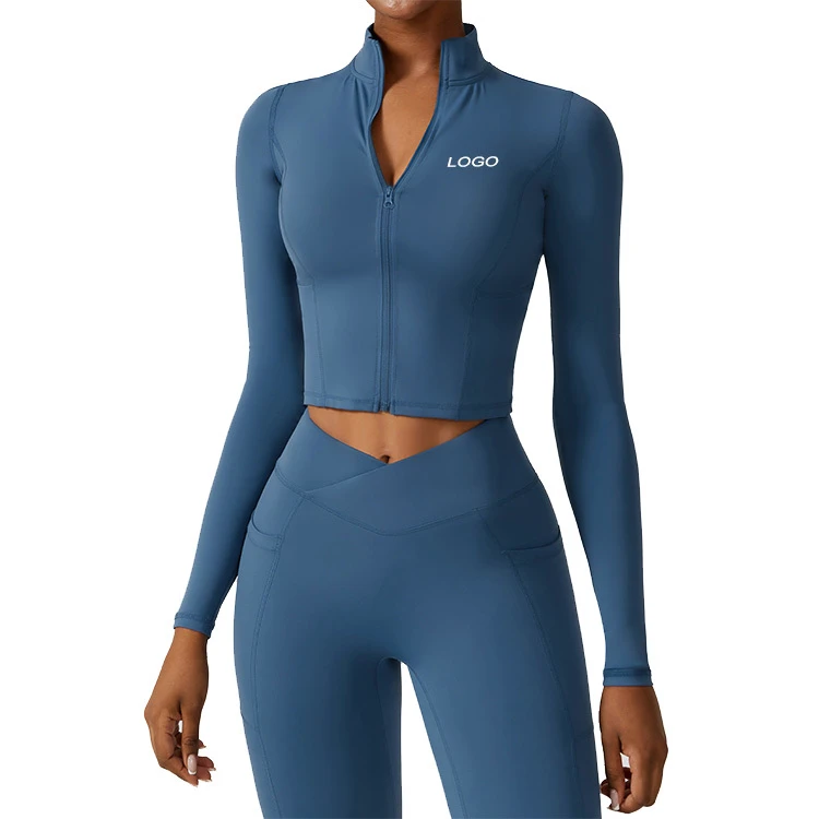 For Women Quick Dry Yoga Suit 3 Pieces Set Elastic Waist Sports Zipper Opening Jacket Sport Skinny Leggings Gym Fitness Bra Sets