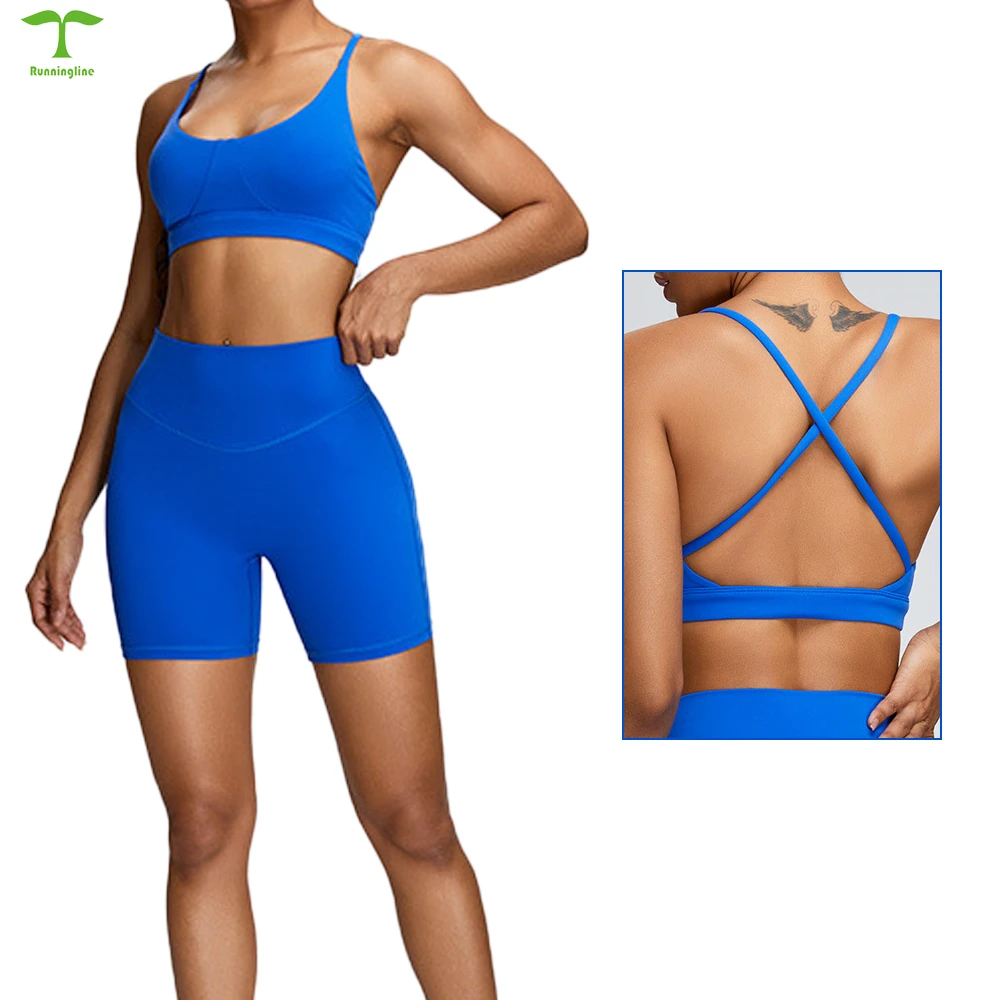 Supply Custom Breathable Shockproof Support Chest Pad Cross Back Top Breathable Skin Girls Fitness Yoga Bra