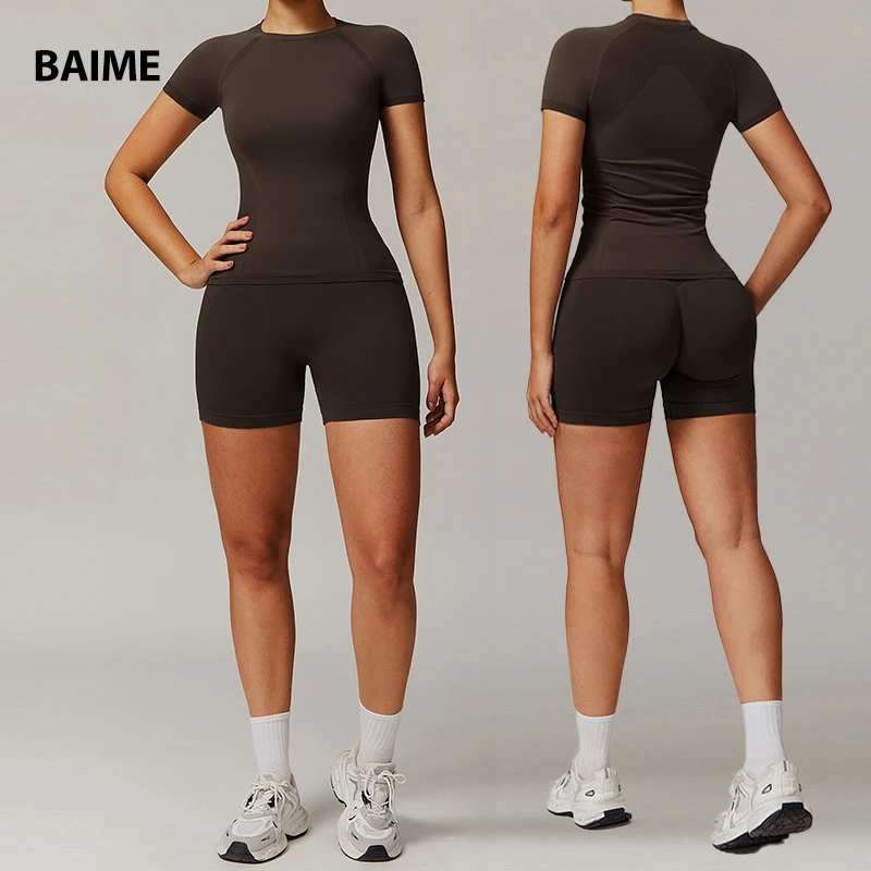 Most Popular Slim Fit Breathable Yoga Short Sleeve Comfortable Yoga Wrap Top for Women