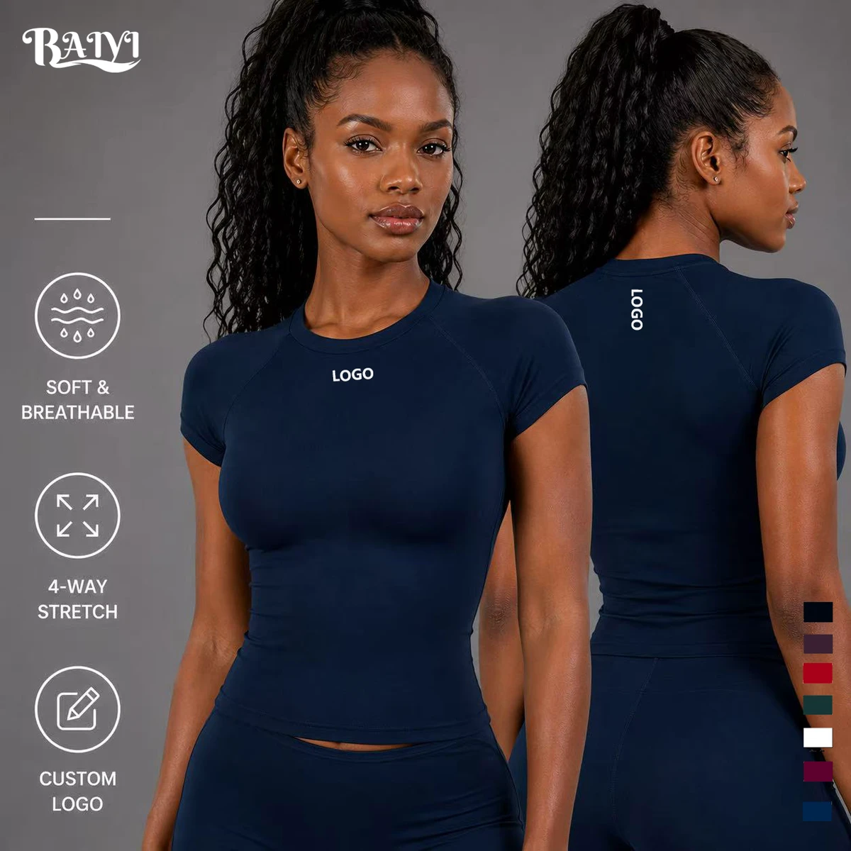 Custom Logo Seamless Women Yoga Top Quick Dry Compression Gym Shirt Stretch Fitness Workout Activewear Tee Athletic Running Top