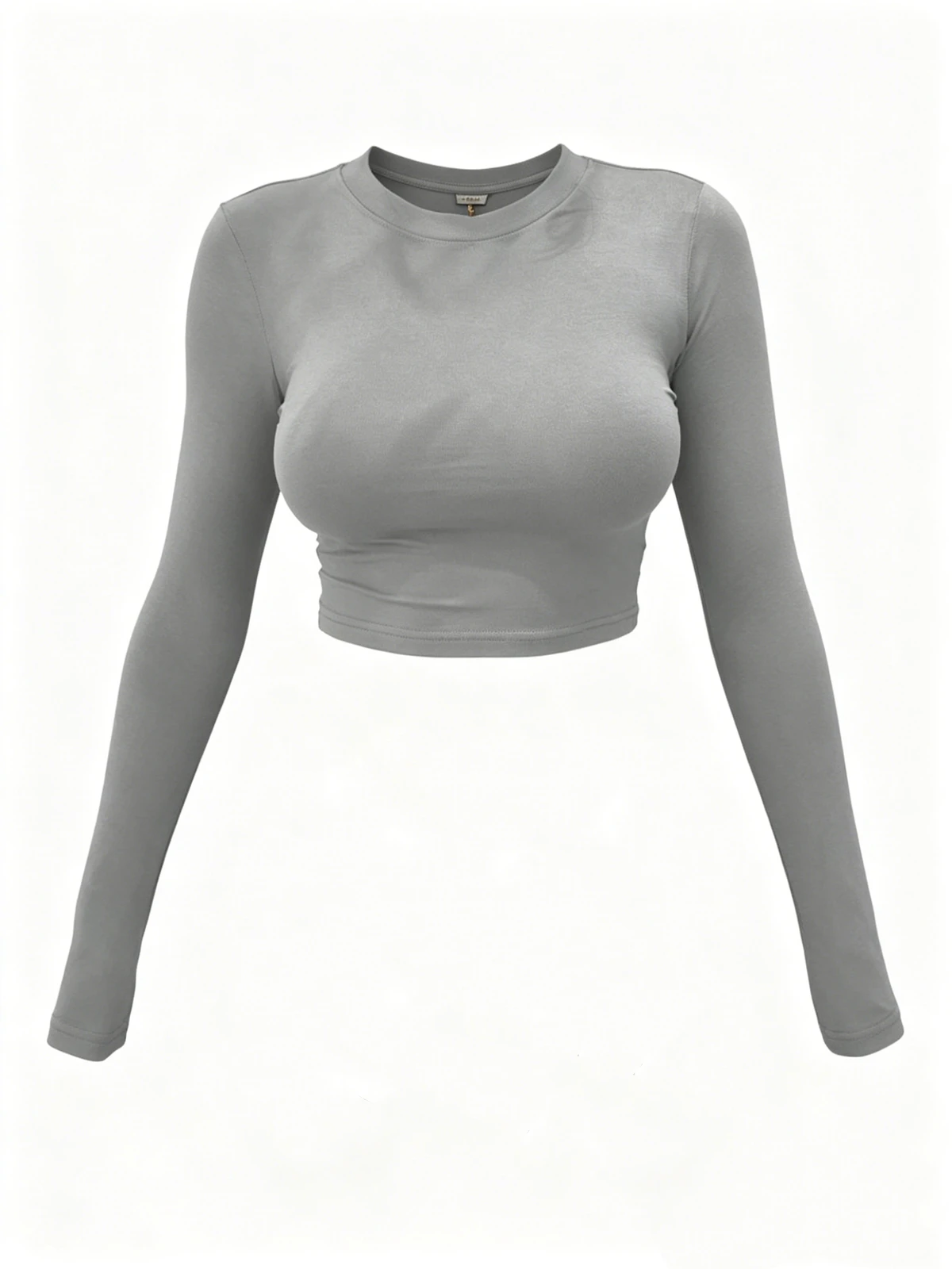 Nylon Y2K Custom Logo Round Neck Top For Women Breathable Summer Long Sleeve Tee Shirt Sexy Femme Clothing