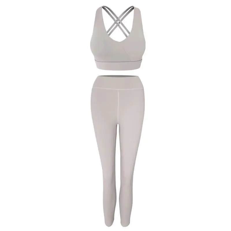 Women High Waist Seamless Fitness Set Long Sleeve Yoga Top and Leggings Sportswear for Gym and Running