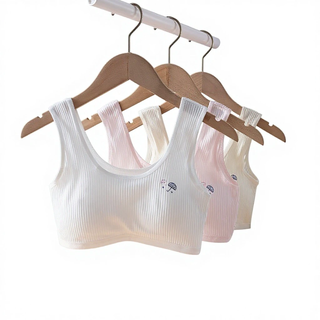 Y9272 Middle School Student Seamless Cotton Thin Girl's Underwear Youth Puberty Anti-Bump Comfortable Wireless Bra