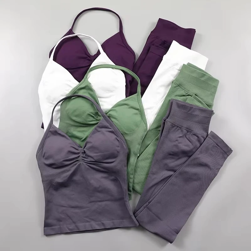 Impact Leggings Set Fitness Clothing Scrunch Bum Gym Legging Padded Tank Top Workout Outfits Sportswear Women Seamless Yoga Set