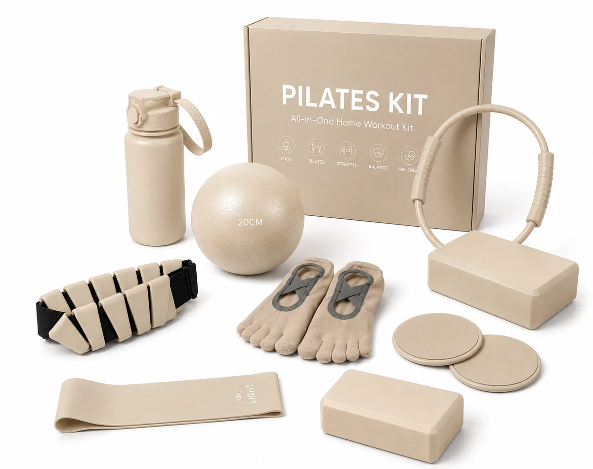No MOQ Pilates Kit Support Dropshipping Fast Shipping 6-in-1 Yoga Fitness Set With Box Resistance Bands For Home Exercise