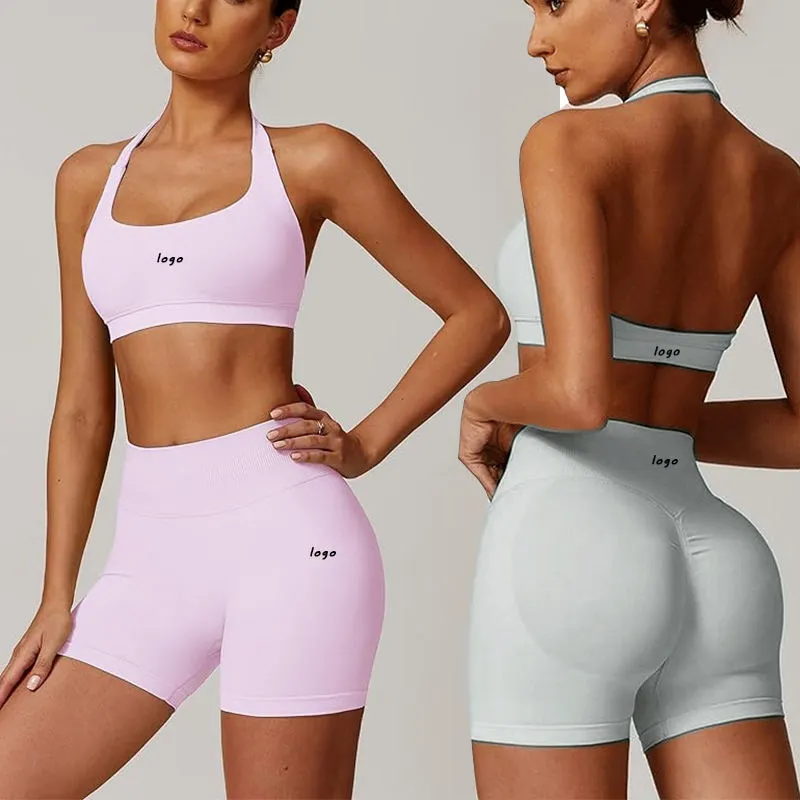 High Quality Sports Bra Workout Leggings 2 Piece Suit High Elastic Gym Fitness Sets Seamless Yoga Set for Women