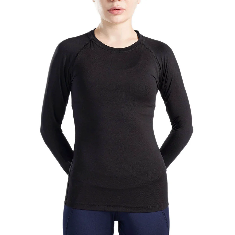 Women's Plus Size Solid Active Stretch Anti-Bacterial Compression Athletic T-Shirt Long Sleeves Polyester Spandex Fabric for