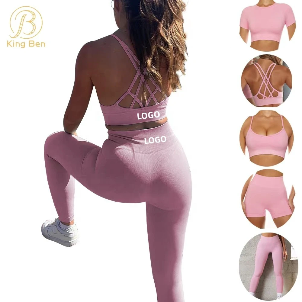 Hot Sale 6 Pieces Workout Clothes Seamless Sports Bra Yoga Pants Fitness Apparel Women Activewear Women Yoga Sets