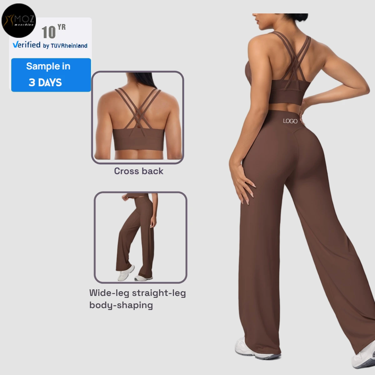 Women's Naked Sensation Cross-Back Bra & Bootcut Wide-Leg Pants Set - Quick-Dry Custom Activewear for Yoga & Gym
