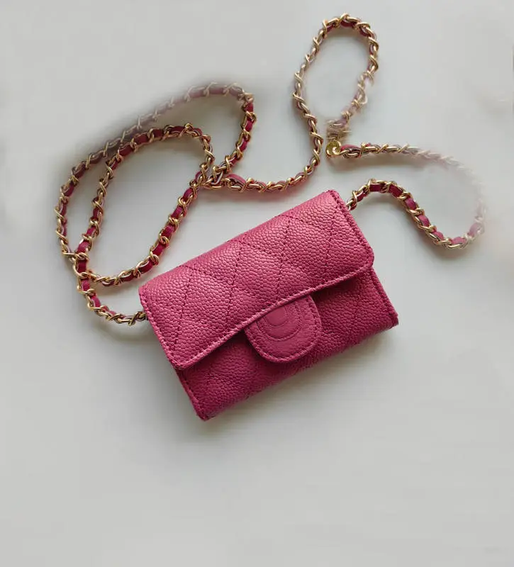 Factory Price Caviar Pattern Leather Chain Coin Purse Phone Bag Mini Crossbody Wallet Women Luxury Handbag
