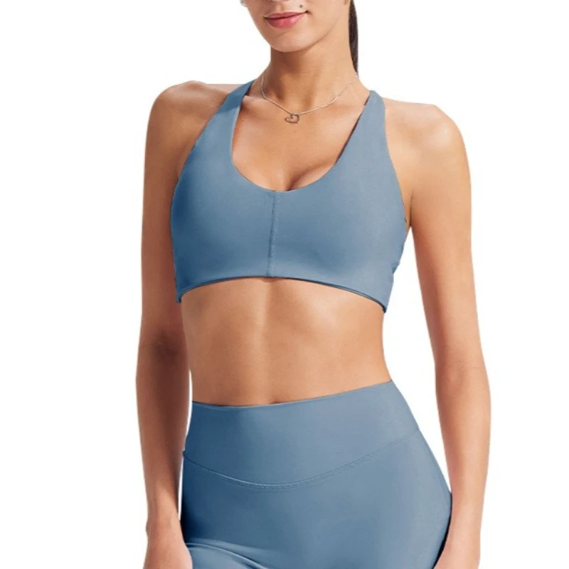 Women's Cross Back Sports Bra Padded Strappy Halter Yoga Bra for Workout Gym Yoga Workout Top