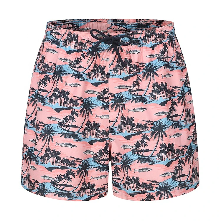 Custom Digital Printing Plus Size Elastic Waist Band Loose Fit Waterproof Quick Dry Mesh Lining Beach Board Shorts for Men