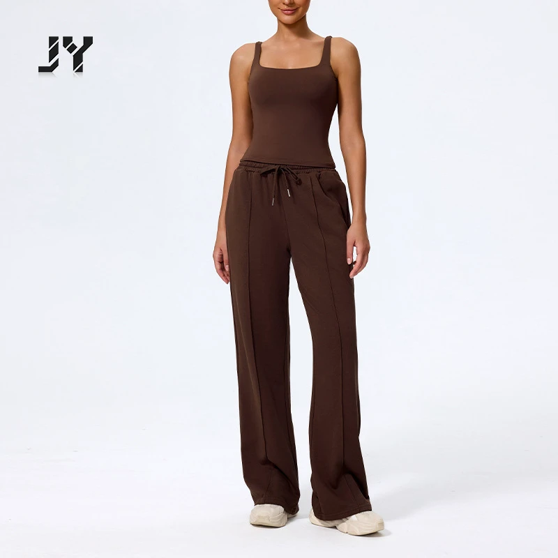 JY High Quality Outdoor Running Women's Sports Suit Solid Color Breathable Vest Long Pants Women's Yoga Two-piece Set