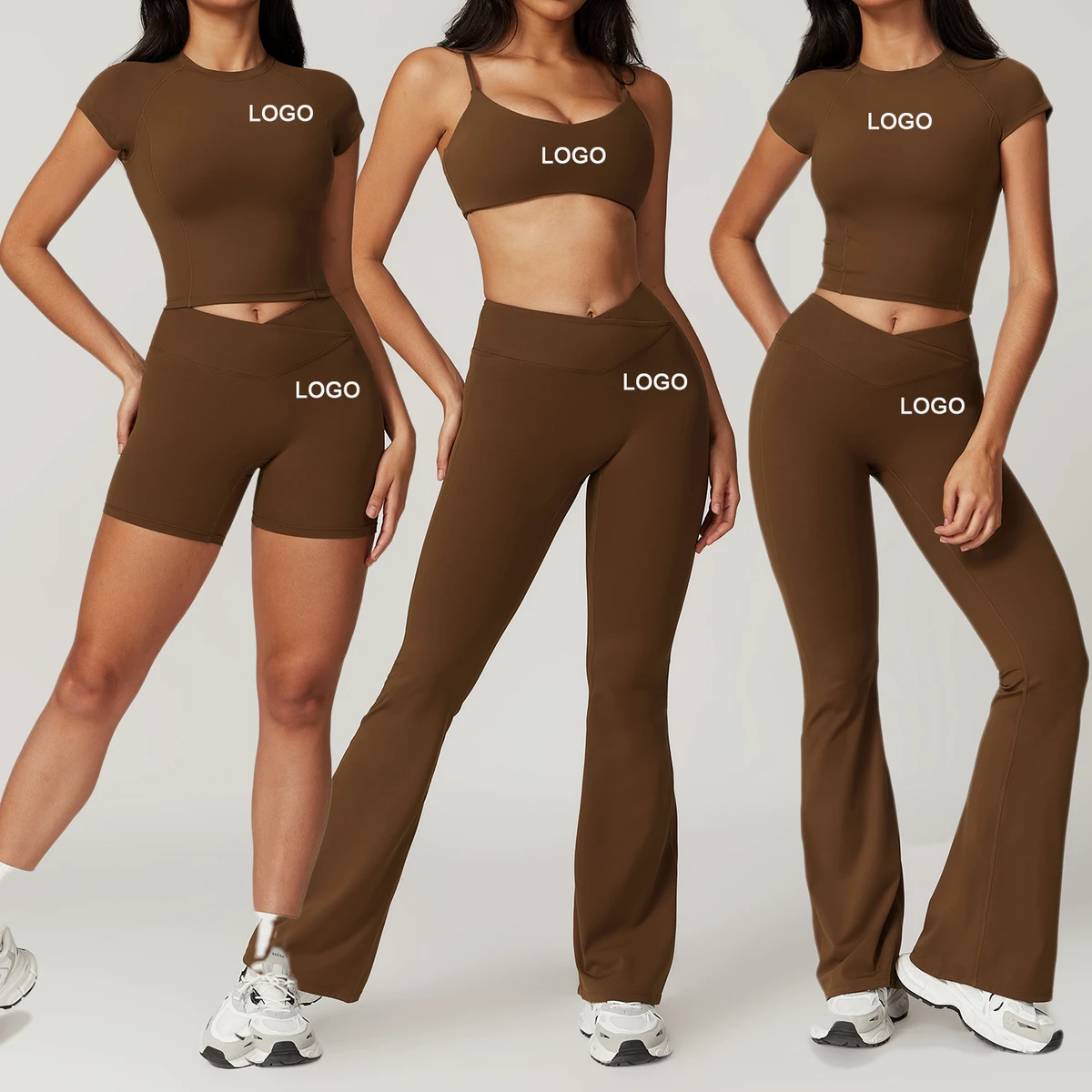 High Quality Women's Yoga Fitness 2-Piece Set Solid Quick Dry Wrinkle-Resistant Recycled Spandex/Nylon Tight-Fitting Outfit