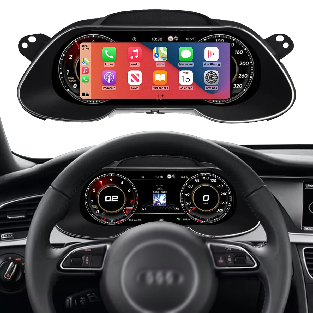 A4L A4 S4 RS4 Dashboard Displayer Digital Cluster Instrument Speedometer Wireless Apple CarPlay for 2008-2016 Audi A4L A4 S4 RS4