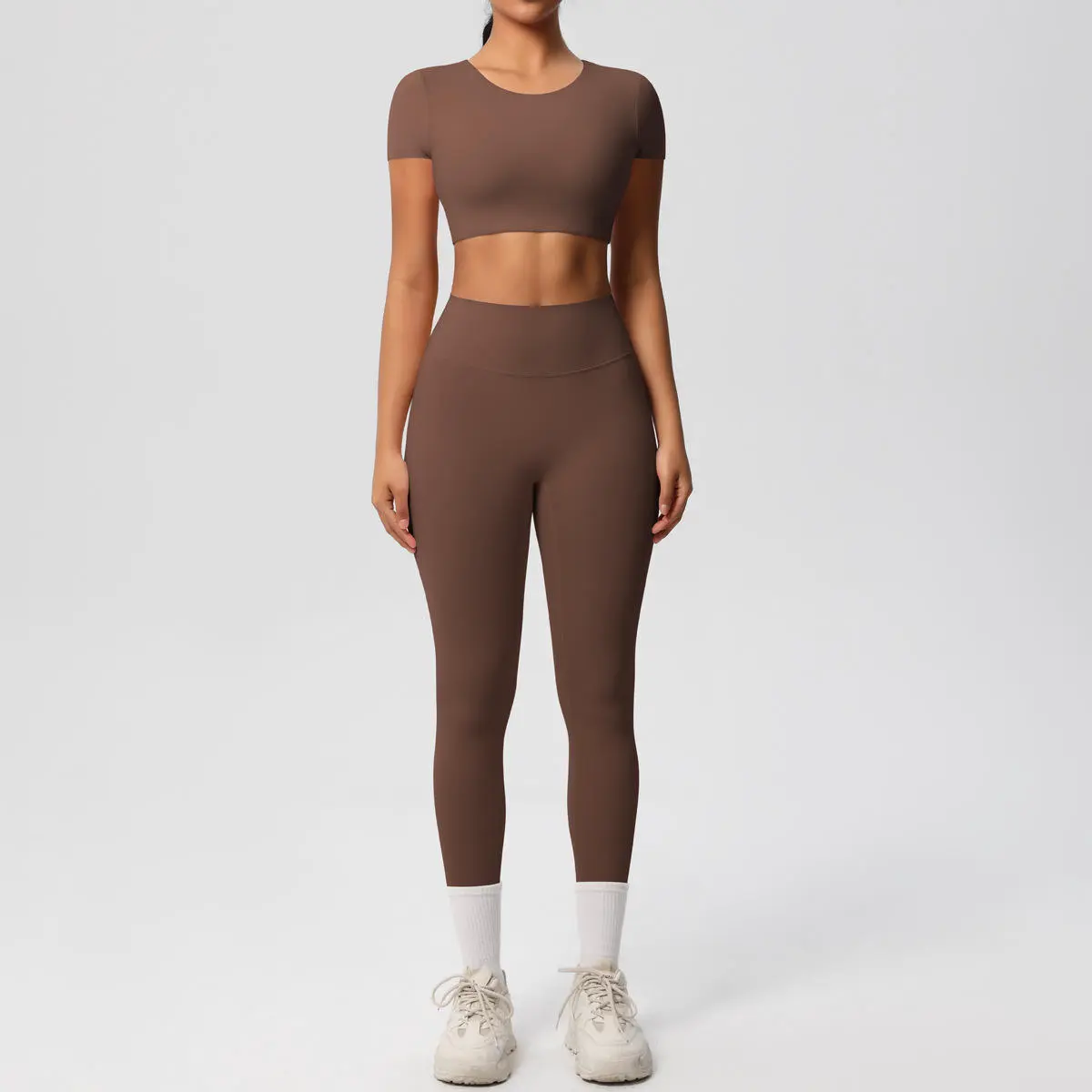 Women Solid Breathable Yoga Set 4-Piece Nylon Spandex Automated Cutting Sports Bra Leggings Fitness Wear Custom OEM Wholesale