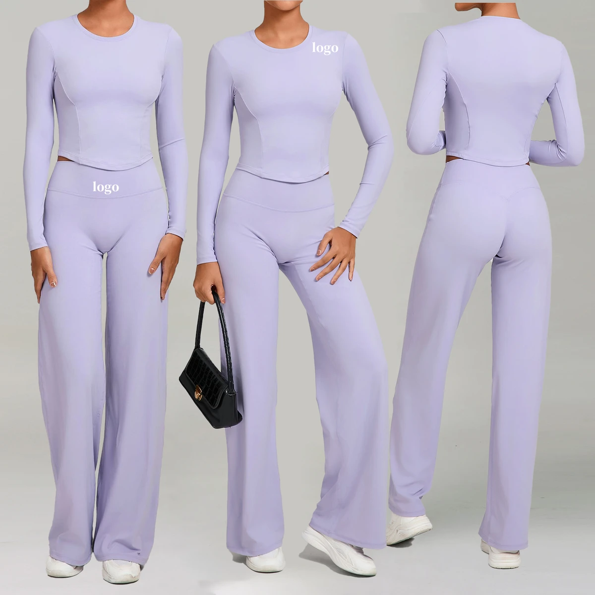 Wholesale Athletic Cloth Full Length Active Fitness Sportswear 4-Way Stretch Yoga Crop Tops For Women Shockproof Running Jogger