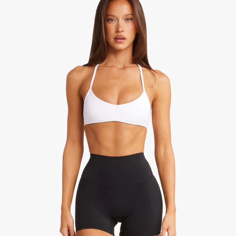 Women's Stretchy Compression Sports Bra Quick Dry Soft Padded Halter Neck Running Bra