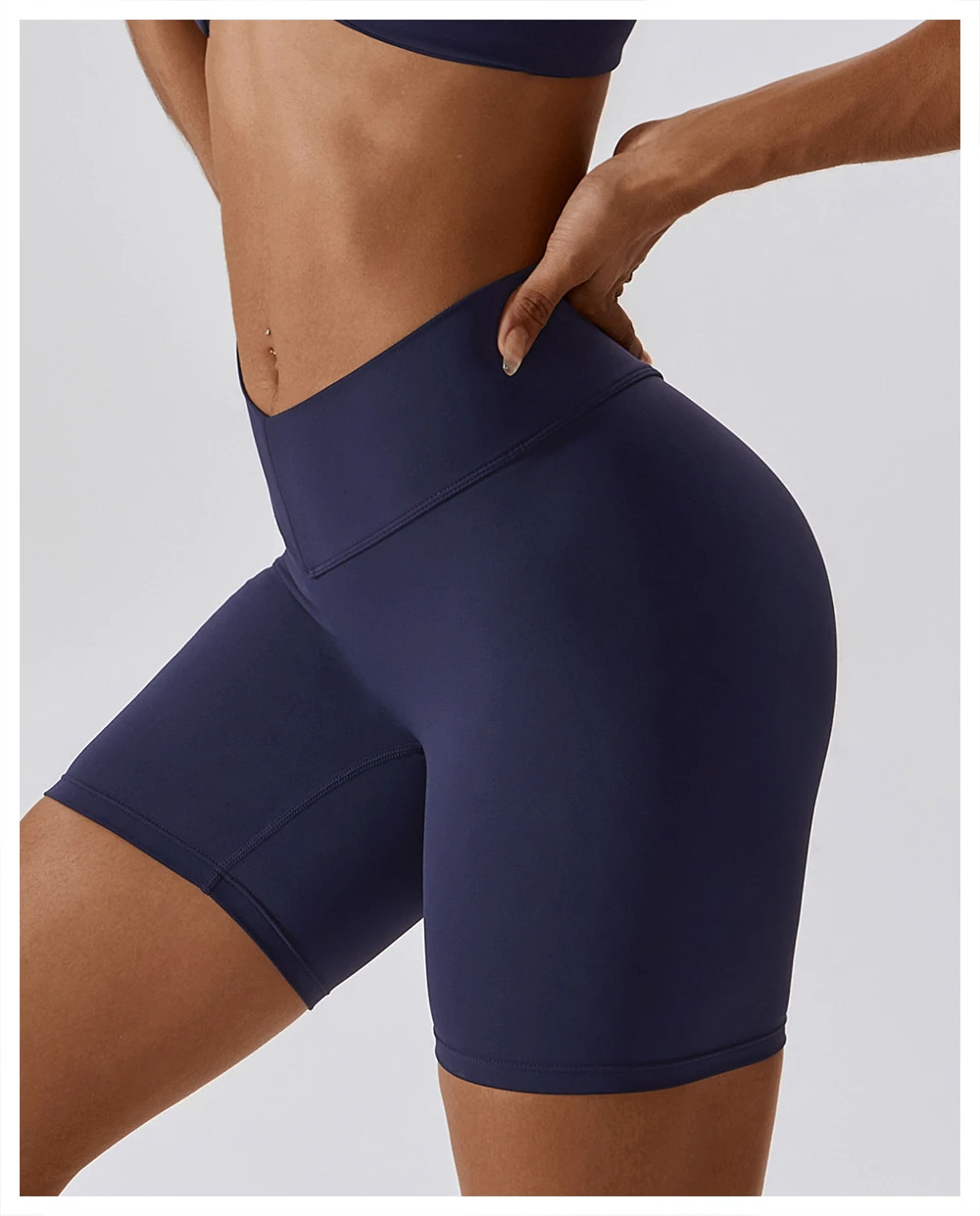 Women's XL Size High-Waist Sports Yoga Pants Quick-Drying Antibacterial Spandex Shorts Customizable Elastic Waist Solid Pattern
