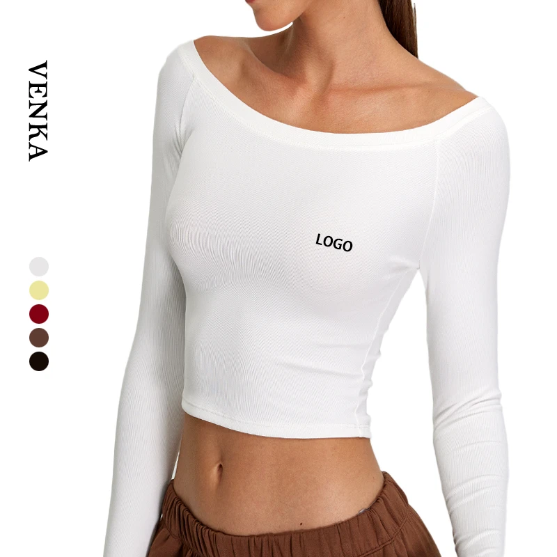 Plus Size Women's Sexy Hot Girl One-Shoulder Ribbed Lightweight Spandex/Nylon High Elastic Breathable Fitness Yoga Long Sleeve
