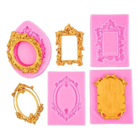 Embossed Photo Frame Vintage Frame Embossed Fondant Chocolate Cake Decoration Mold Silicone Mold