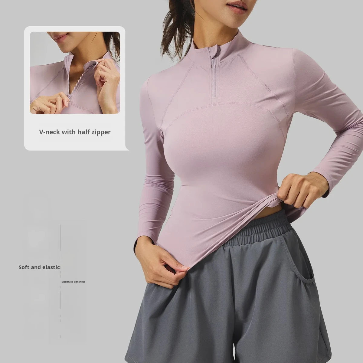 2026 Women's Slim-fit Breathable Spandex/Polyester Sports Yoga Clothes Nine Quarter Sleeve Autumn Running Yoga Top