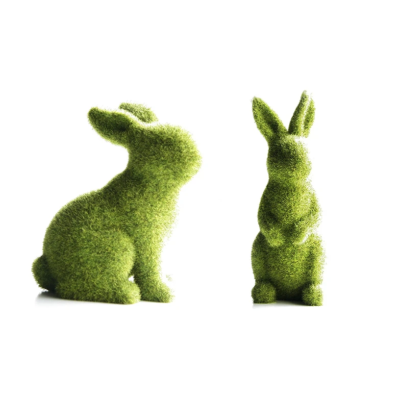 Wholesale Handmade Resin Crafts Art Mold Simulation Green Flocking Set Animal Window Living Room Garden Home Decor Furnish