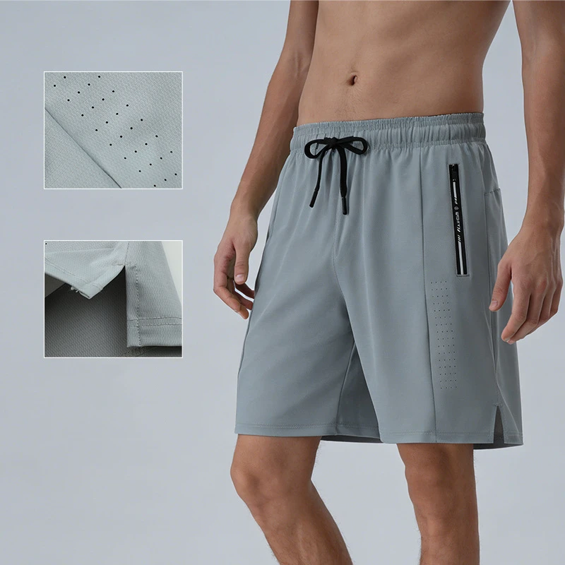 Mens Sports Shorts Outdoor Running Fitness Quick-Dry High-Stretch Plus Size Loose Training Bermuda Drawstring Solid Hiking