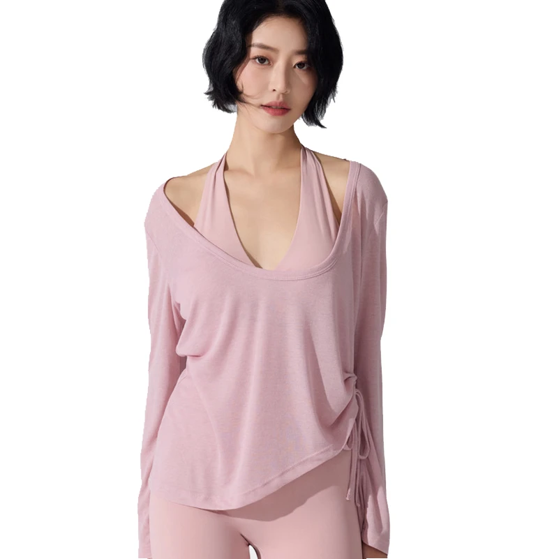 Womens Spandex/Nylon Breathable Four-Way Stretch Sports Long Sleeve Top Skinny Stand Collar Crop Top Yoga Running Plus Size