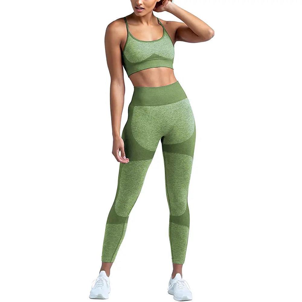 2 Piece Yoga Fitness Gym Clothes Women High Quality Customized Printing Light Weight Women Yoga Set
