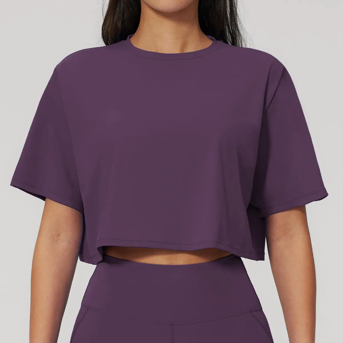 JY New Arrival Design Sports Short-sleeve Yoga Top Cropped Loose-fit Round-neck T-shirt Running Fitness Sweat-Wicking T Shirt