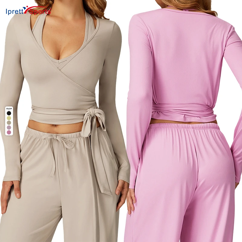 New Arrival Women's Brushed Yoga Top Long Sleeved One-piece Strap Active Stretch Quick Dry Skin Friendly Running Gym