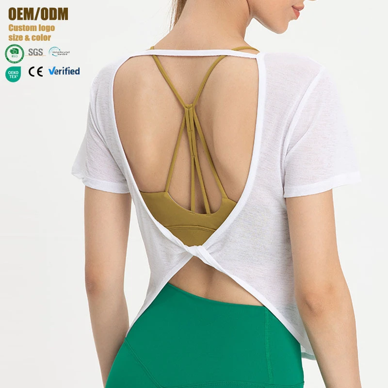 Women's Lightweight Breathable 100% Polyester Sports T-Shirt Loose-Fit Yoga Top Quick-Dry Fitness Cover-Up Running Pilates