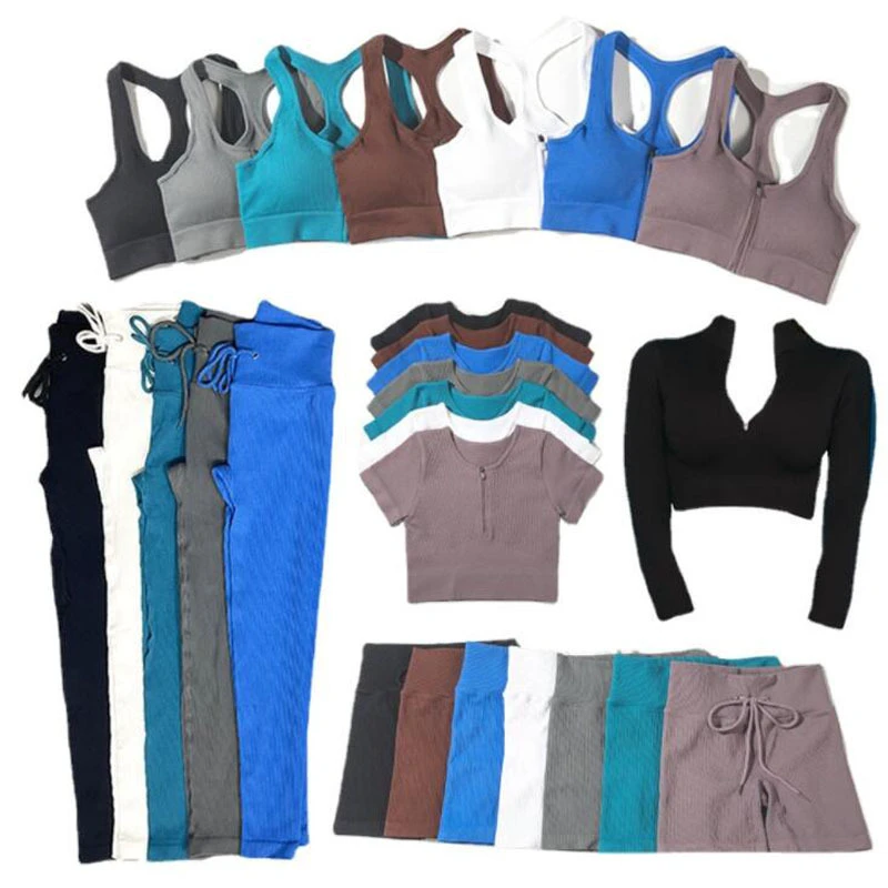 5 Pieces Workout Clothing Women Yoga Set Sports Bra Leggings Women Activewear Set Women Gym Sets